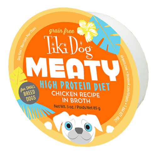 Tiki Dog Meaty High Protein Chicken Recipe in Broth Wet Dog Food, 3 oz.