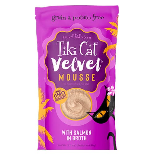 Tiki Cat Velvet Mousse Salmon Wet Cat Food, 2.8 oz Pouch - Savory Salmon Recipe for Finicky Felines