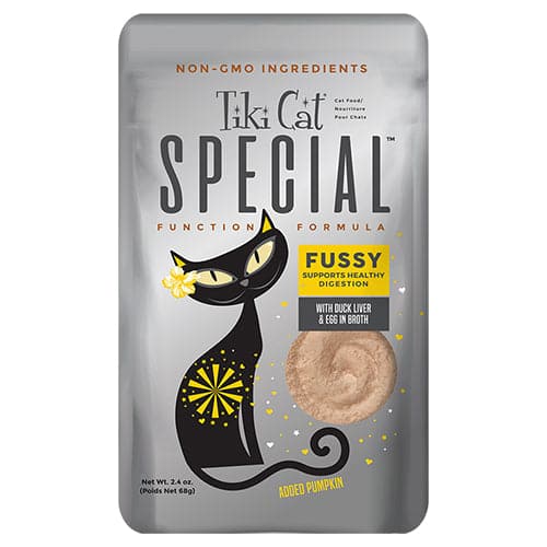 Tiki Cat Special Fussy Duck Liver & Egg with Pumpkin Wet Cat Food, 2.4 oz Pouch