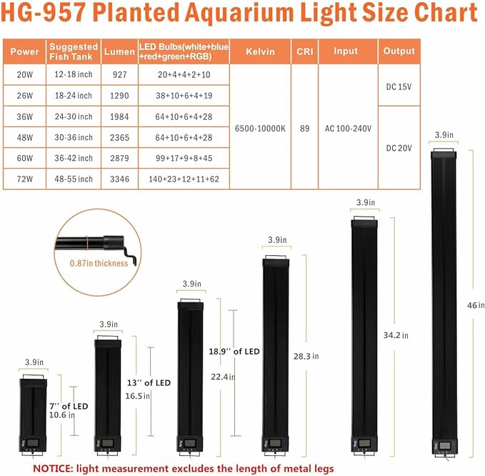 Hygger Auto On/Off Full Spectrum LED Aquarium Light with Timer