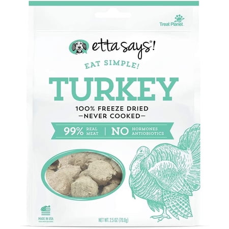 Etta Says! Eat Simple Turkey Freeze-Dried Dog Treats, 2.5 oz, 100% Real Meat, Single Ingredient