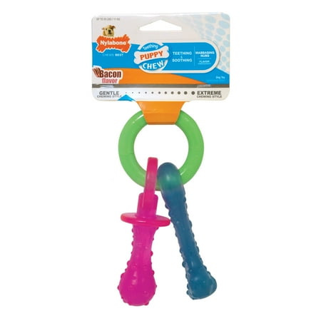 Nylabone Puppy Teething Pacifier X-Small Bacon Flavored Dog Chew Toy