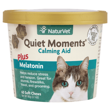 NaturVet Quiet Moments Calming Aid + Melatonin Cat Soft Chews - 60 Count