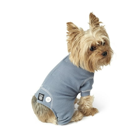 PetRageous Designs Cozy Thermal Pajamas, X-Small, Blue with White Stitching