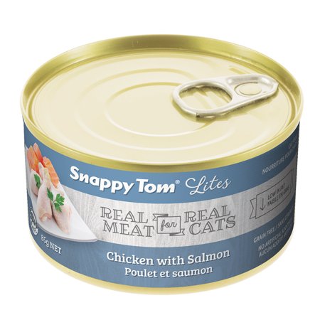 Snappy Tom Lites Wet Cat Food - Chicken with Salmon, 85g (3 oz) Can - Single or 24 Pack