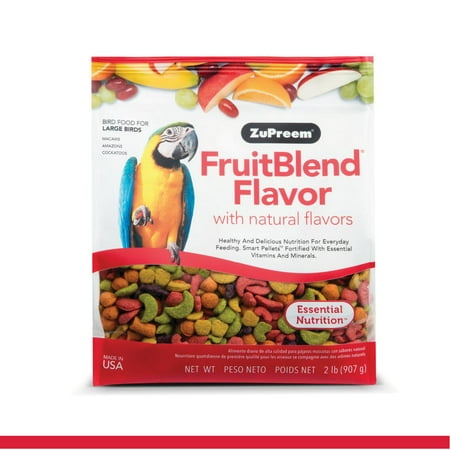 ZuPreem FruitBlend Flavor Large Parrot Food, 2 lb - Daily Bird Food Pellets