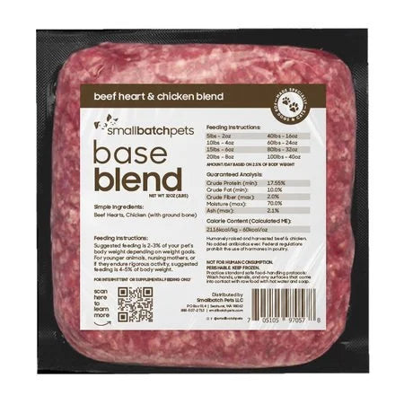 Small Batch Beef Heart & Chicken Blend - Raw Frozen Dog & Cat Food - 2lb Brick