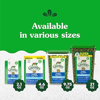 Greenies Feline Dental Treats - Tempting Tuna Flavor - 21 oz Tub - Adult Cat Dental Care