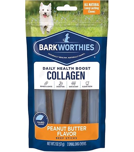 Barkworthies Dog Collagen Stick, Beef & Peanut Butter Flavor, 6 Inch, Grain-Free