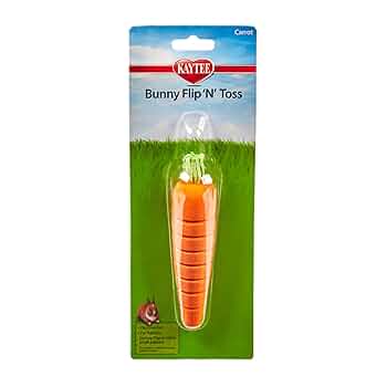 Kaytee Bunny Flip-N-Toss Carrot Toy - Small Animal Playtime Fun (6 Inch)