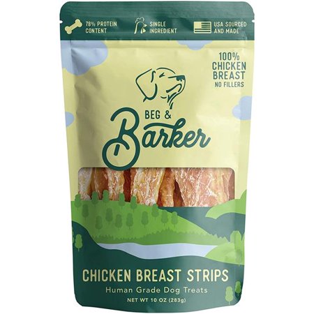 Beg & Barker Chicken Breast Strips Dog Treats - 10 oz, Air-Dried, Human Grade Chicken Jerky