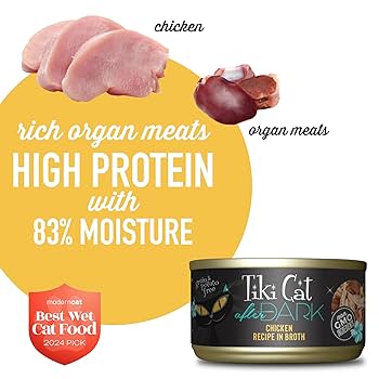 Tiki Cat After Dark Chicken Recipe, High-Protein Grain-Free Wet Cat Food, 2.8 oz Can, 12-Pack Available