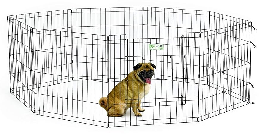 Midwest Contour Exercise Pen - Black - 24 Inch Height - Pet Playpen with Door