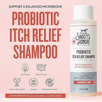 Skout's Honor Probiotic Itch Relief Shampoo for Pets, Fragrance-Free, 16 fl oz