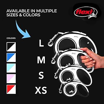 Flexi New Comfort Retractable Tape Dog Leash - Medium, 16 ft, Grey/Black, Up to 55 lbs