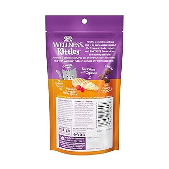 Wellness Kittles Grain-Free Chicken & Cranberry Cat Treats, 2 oz - Natural, Crunchy