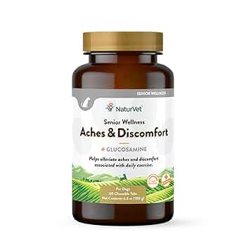 NaturVet Senior Dog Aches & Discomfort + Glucosamine - 60 Chewable Tablets - Joint Health Support