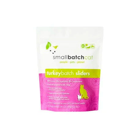 Small Batch Frozen Cat Food 3lb - Turkey Sliders, Raw Diet