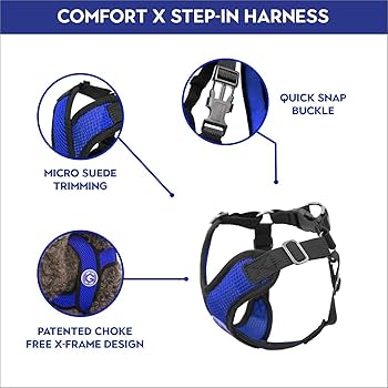 Gooby Comfort X Step-In Dog Harness - Choke-Free, Micro Suede Trim, Patented X Frame