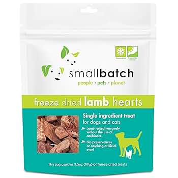 Smallbatch Pets Freeze-Dried Lamb Heart Treats for Dogs & Cats, 3.5 oz