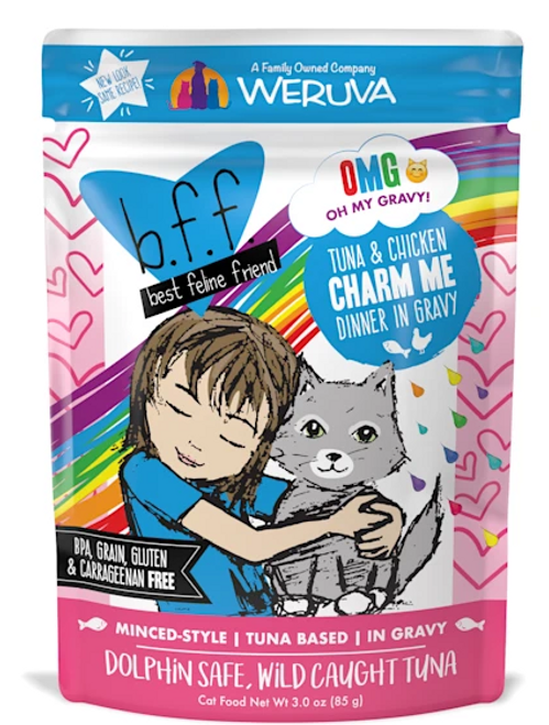 Weruva BFF OMG Tuna & Duck Devour Me Dinner in Gravy Wet Cat Food Pouch, 3 oz