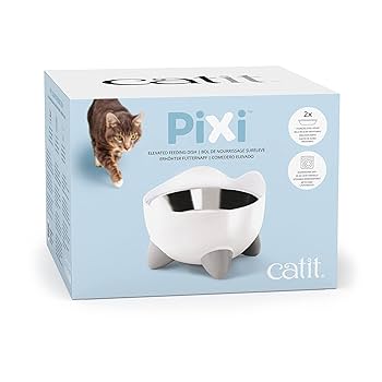 Catit PIXI Elevated Cat Feeding Dish - White, Whisker-Friendly