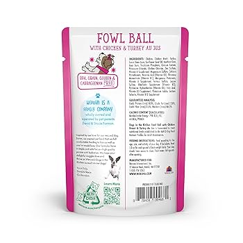 Weruva Dogs in the Kitchen Fowl Ball Chicken & Turkey Wet Dog Food, 2.8 oz Pouch