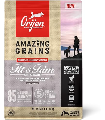 ORIJEN Amazing Grains Original Dry Dog Food, High Protein, 4 lb Bag