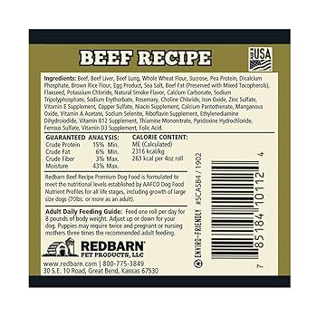 Redbarn Beef Recipe Rolled Dog Food Treat, 4 oz (113g) - Single Roll