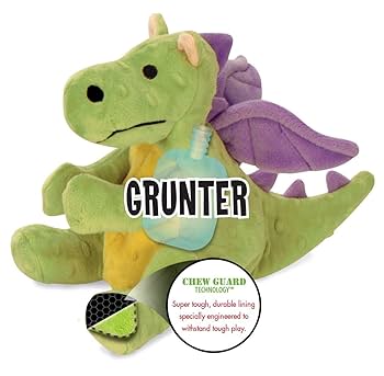 GoDog Baby Dragon Lime Green Plush Dog Toy Large Chew Guard