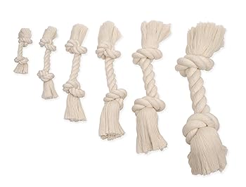 Mammoth Flossy Chews Dog Rope Toy - White Cotton Bone, Medium 12-Inch