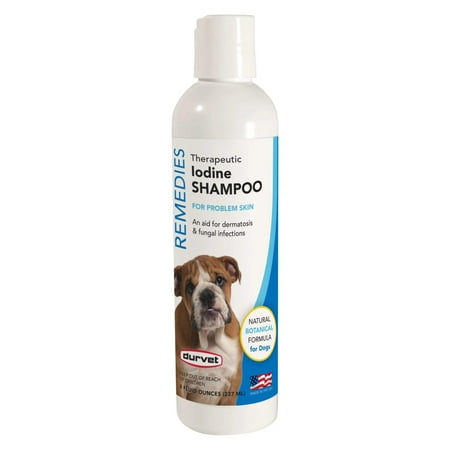 Durvet Naturals Therapeutic Iodine Shampoo for Dogs, 8 oz - Problem Skin, Anti-Fungal