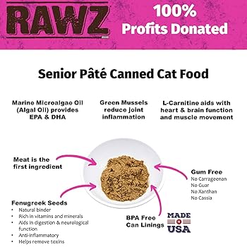 Rawz Senior Cat Canned Food, Chicken, Green Mussels & Pumpkin Pate, 5.5 oz