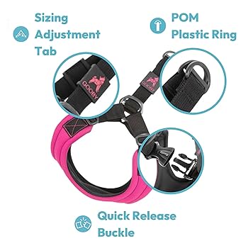 Gooby Escape Free Sport Harness - Pink, Medium - No Choke Step-in Dog Harness