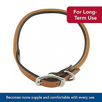 Circle T Oak Tanned Leather Round Dog Collar - Tan - 3/4" x 18" Neck