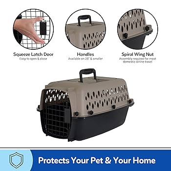 Petmate Vari Kennel - Small Dog/Cat Carrier - 19 inch - Taupe/Black - 0-10 lbs