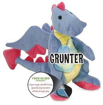 GoDog Bubble Plush Dragon Dog Toy, Chew Guard, Periwinkle, Large