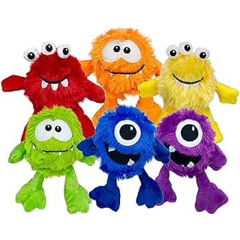 Multipet Minipet Monsters Plush Dog Toy, Assorted Colors, 5 inch