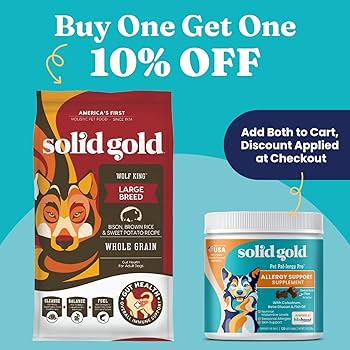 Solid Gold Wolf King Holistic Dry Dog Food, Bison, Brown Rice & Sweet Potato, Adult, 24 lb