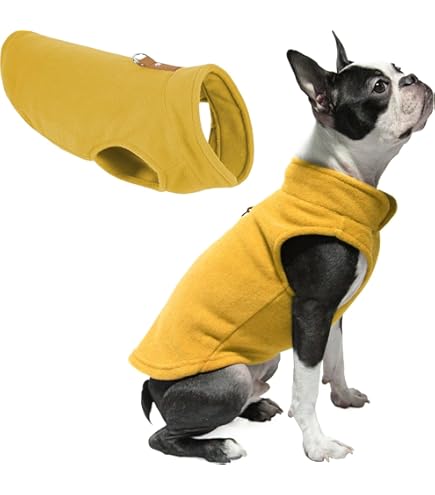Gooby Half Stretch Fleece Vest Dog Sweater Warm Pullover Jacket with D-Ring Leash