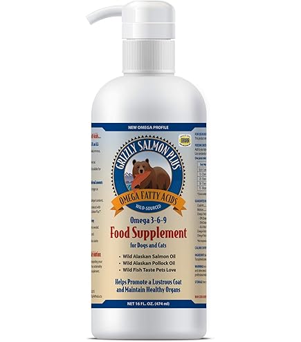 Grizzly Salmon Oil for Cats - Omega-3 Supplement - 4 oz Pump