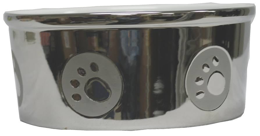 Ethical Pet Paw Print Titanium Dog Dish - 7 Inch - Stoneware Crock Bowl