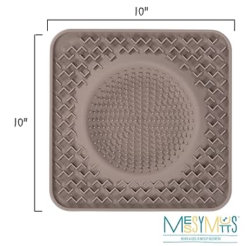 Messy Mutts Silicone Licking Bowl Mat - 10" x 10" - Grey - Slow Feeder for Dogs & Cats