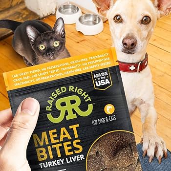 Raised Right Turkey Liver Meat Bites Dog & Cat Treats - Single Ingredient, 5 oz