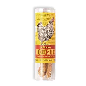 Polkadog Chicken Strips Jerky - Dog & Cat Treats - 4oz Tube - USA Made, Grain-Free, Single Ingredient