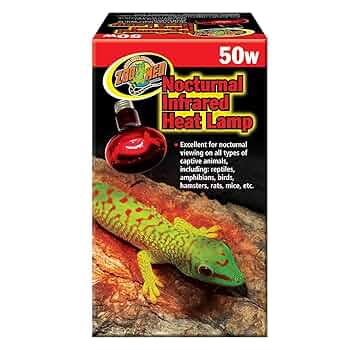 Zoo Med Nocturnal Infrared Heat Lamp - 50 Watt - Red Reptile Bulb
