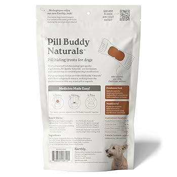 Presidio Pill Buddy Naturals Dog Treats, Peanut Butter & Honey Flavor, 30 Count