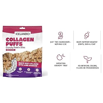 Icelandic+ Collagen Puffs Dog Treats - Beef Collagen & Lamb Marrow, 2.5oz