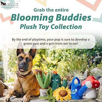 P.L.A.Y. Blooming Buddies Wagging Watering Can Plush Dog Toy - Squeaky & Crinkly