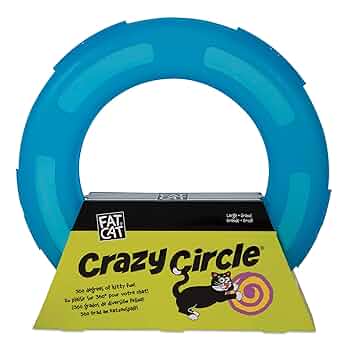 FAT CAT Crazy Circle Cat Toy - Large, Blue, Interactive Play